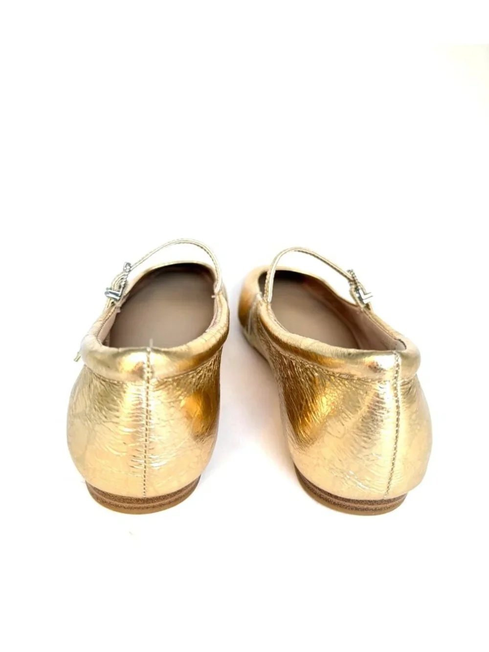 Dolce Vita Reyes Gold Distressed Leather Mary Jane Square-Toe Flats Size 7.5